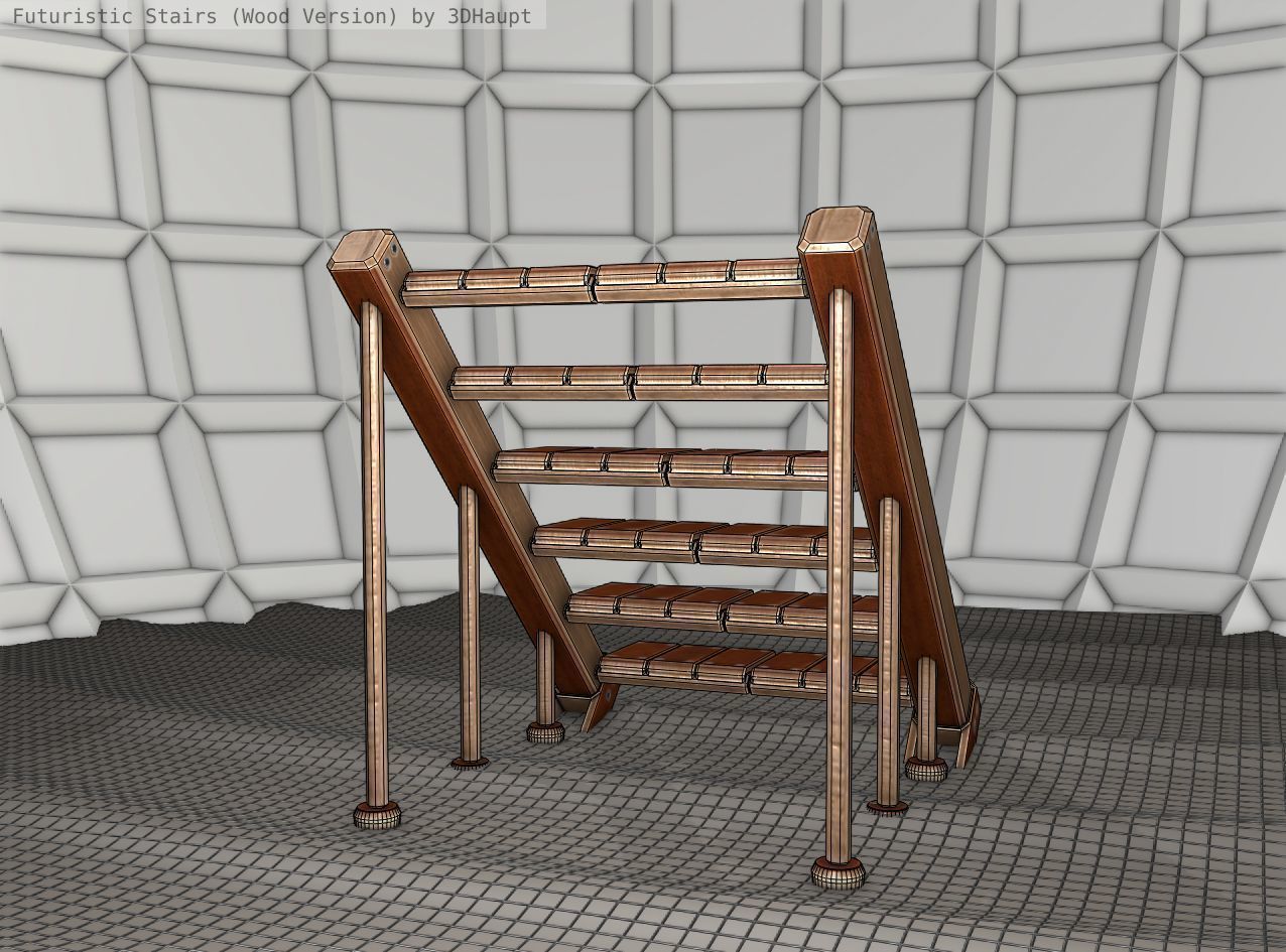 Wood Stairs - Construction Element 16 Low-poly 3D model_12