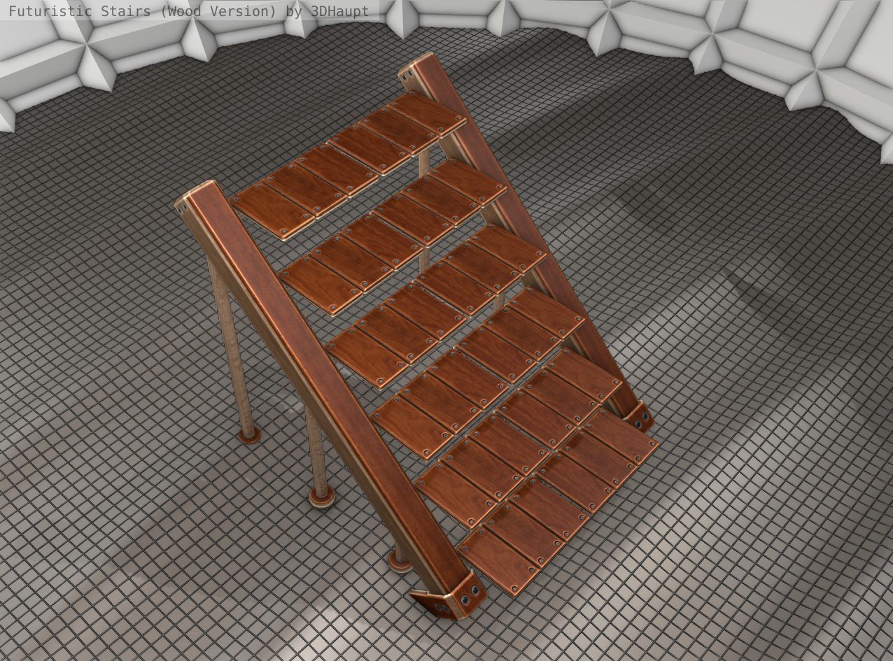 Wood Stairs - Construction Element 16 Low-poly 3D model_19