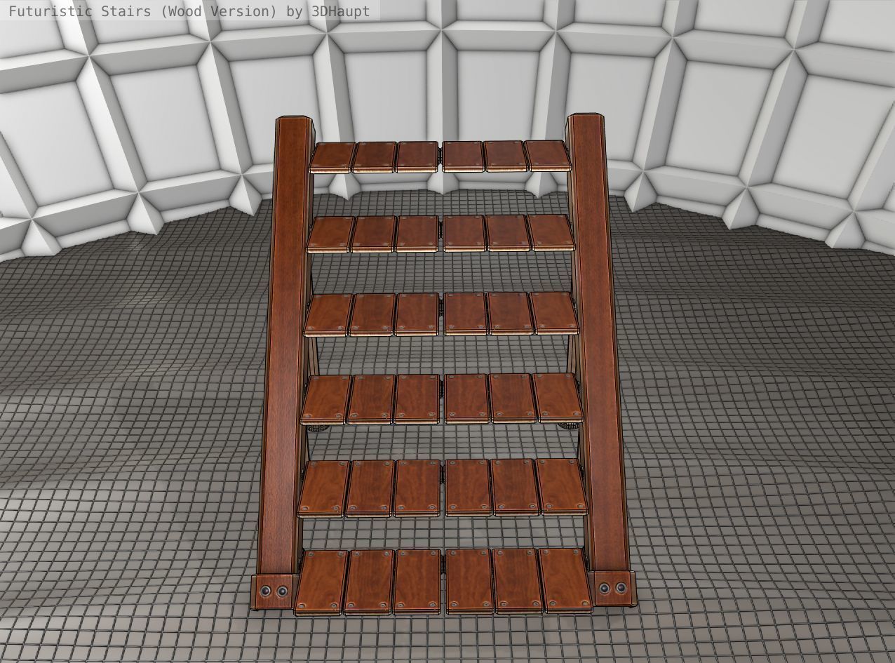 Wood Stairs - Construction Element 16 Low-poly 3D model_8