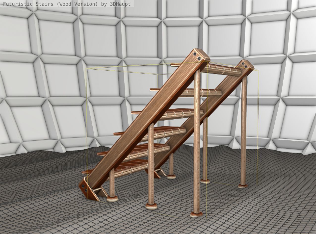Wood Stairs - Construction Element 16 Low-poly 3D model_11