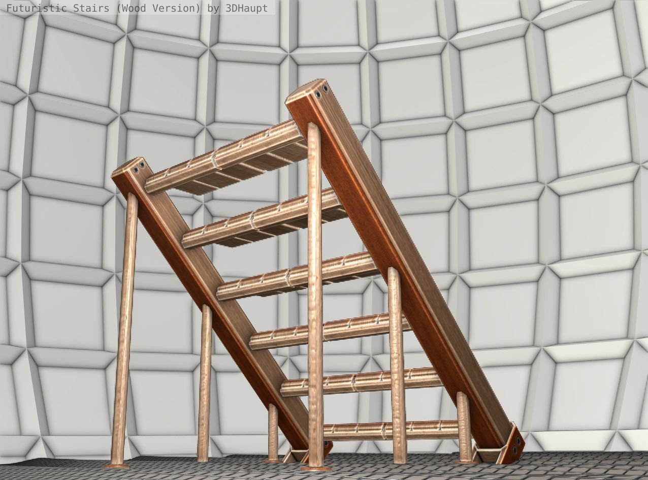 Wood Stairs - Construction Element 16 Low-poly 3D model_21