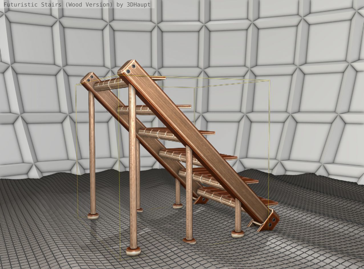 Wood Stairs - Construction Element 16 Low-poly 3D model_13
