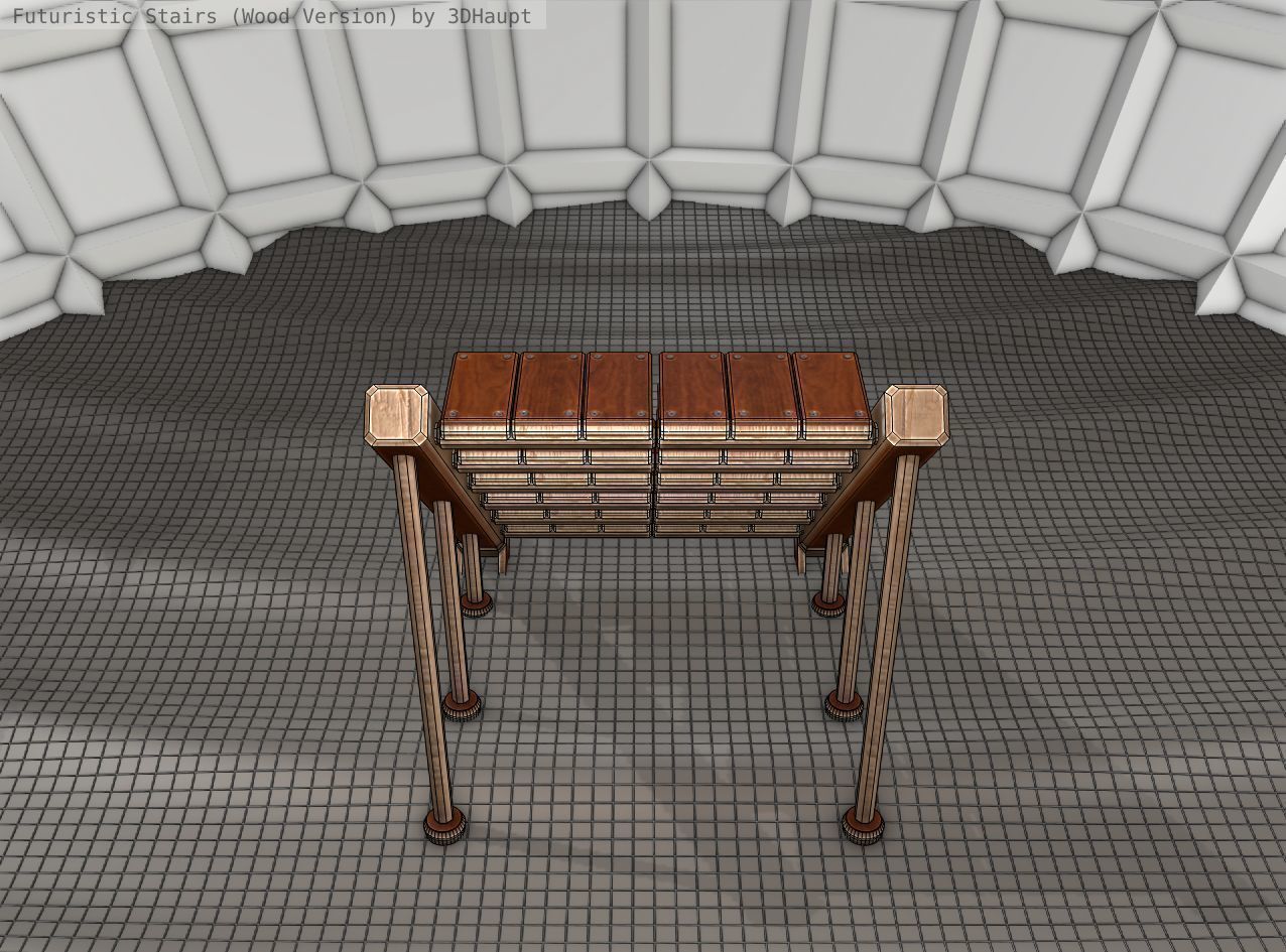 Wood Stairs - Construction Element 16 Low-poly 3D model_4