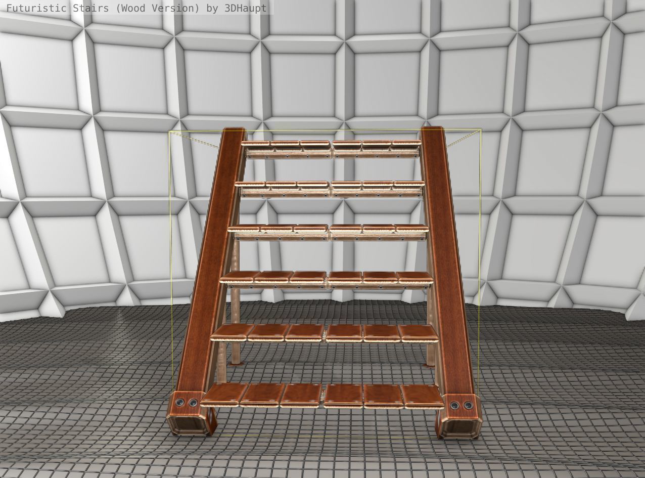 Wood Stairs - Construction Element 16 Low-poly 3D model_15