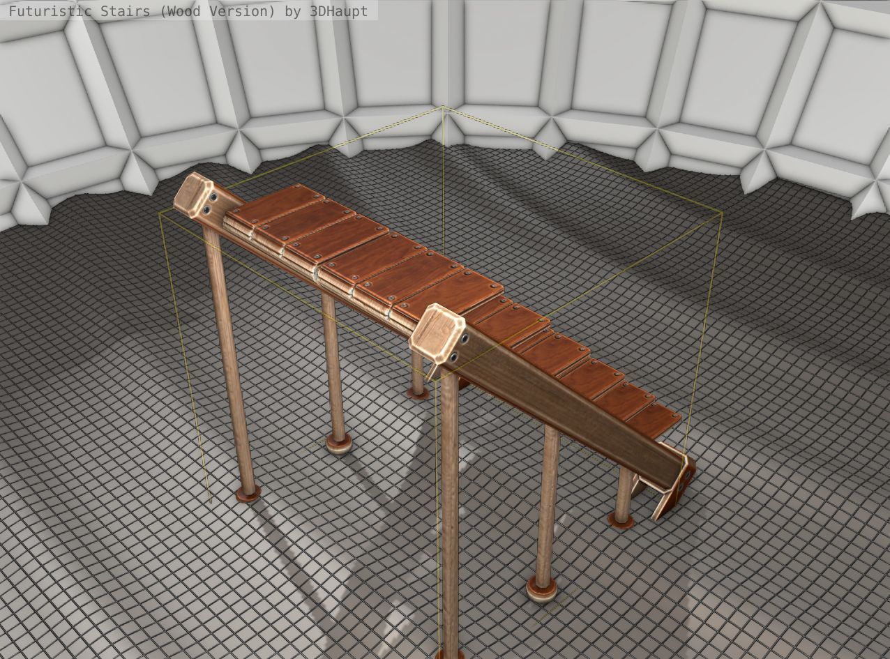 Wood Stairs - Construction Element 16 Low-poly 3D model_5