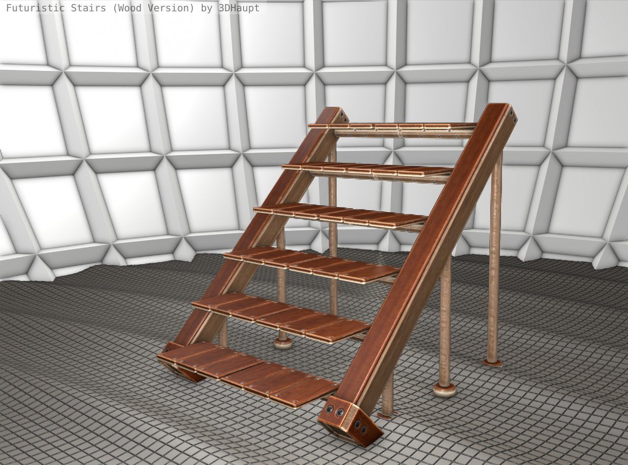 Wood Stairs - Construction Element 16 Low-poly 3D model_23