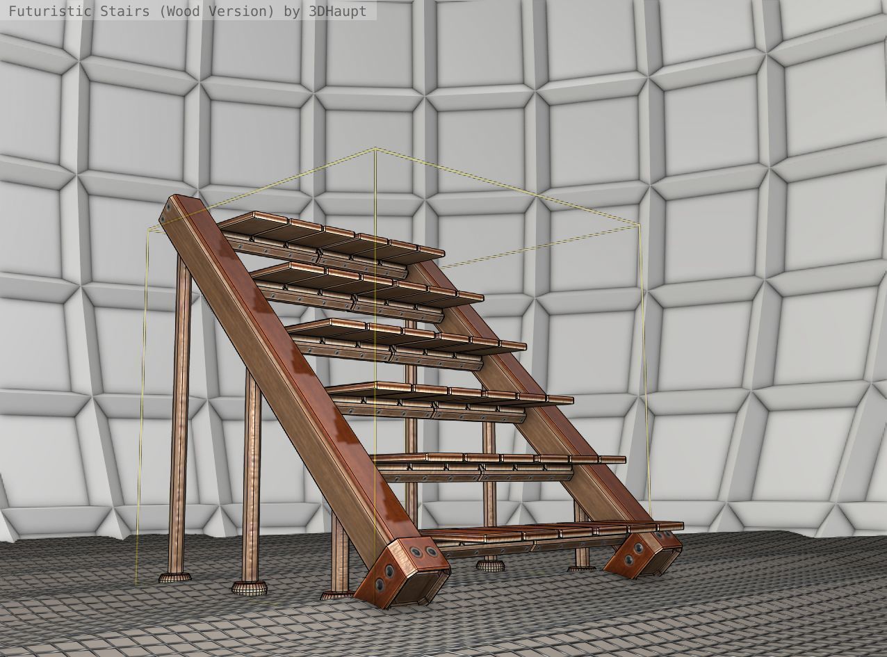 Wood Stairs - Construction Element 16 Low-poly 3D model_22