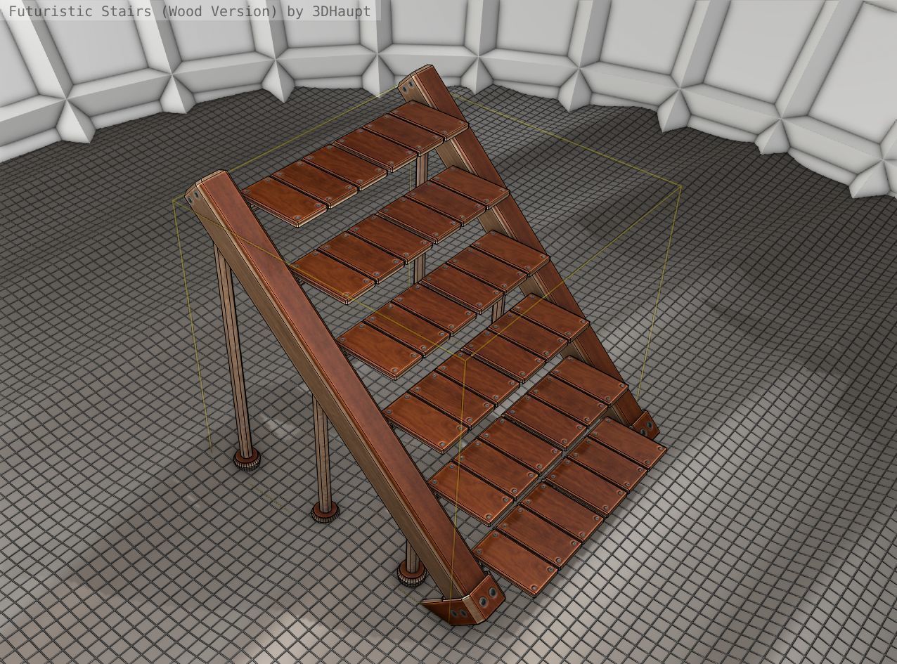 Wood Stairs - Construction Element 16 Low-poly 3D model_20