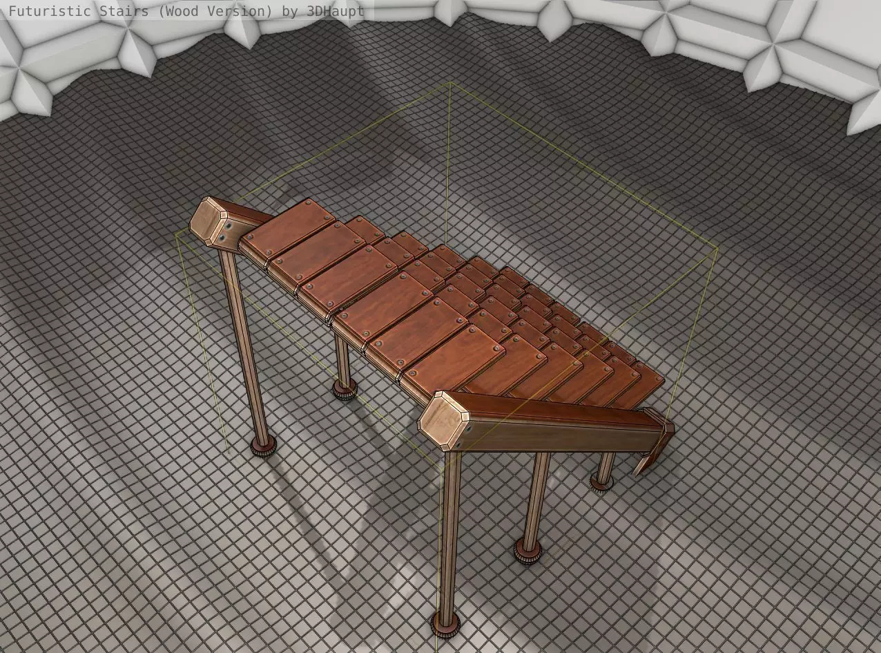 Wood Stairs - Construction Element 16 Low-poly 3D model_0