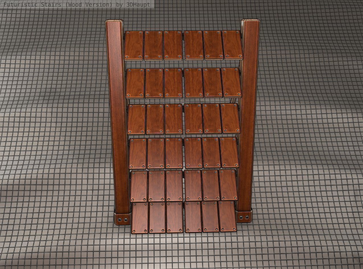 Wood Stairs - Construction Element 16 Low-poly 3D model_16