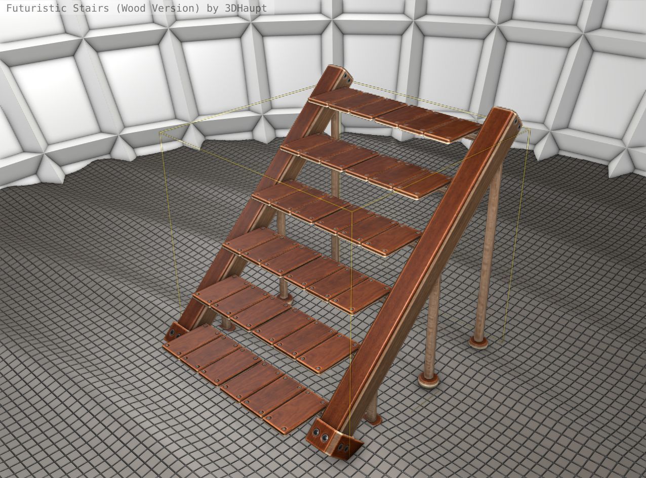 Wood Stairs - Construction Element 16 Low-poly 3D model_9