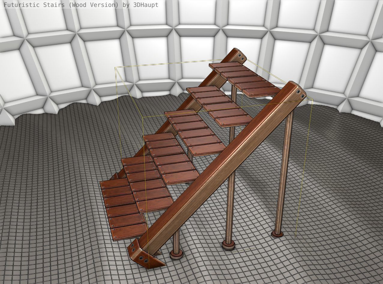 Wood Stairs - Construction Element 16 Low-poly 3D model_24