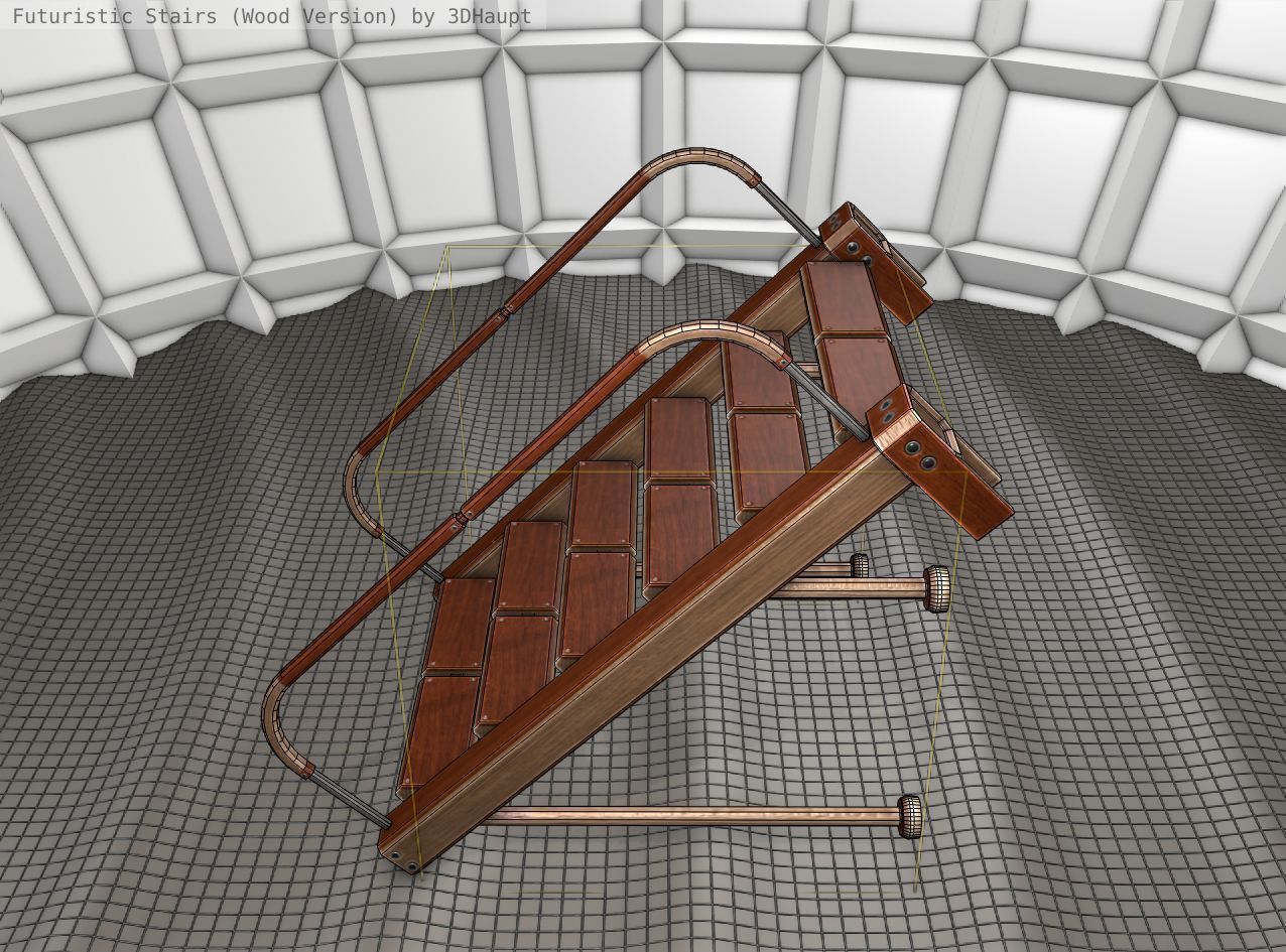 Wood Stairs Construction Element 17 Low-poly 3D model_3