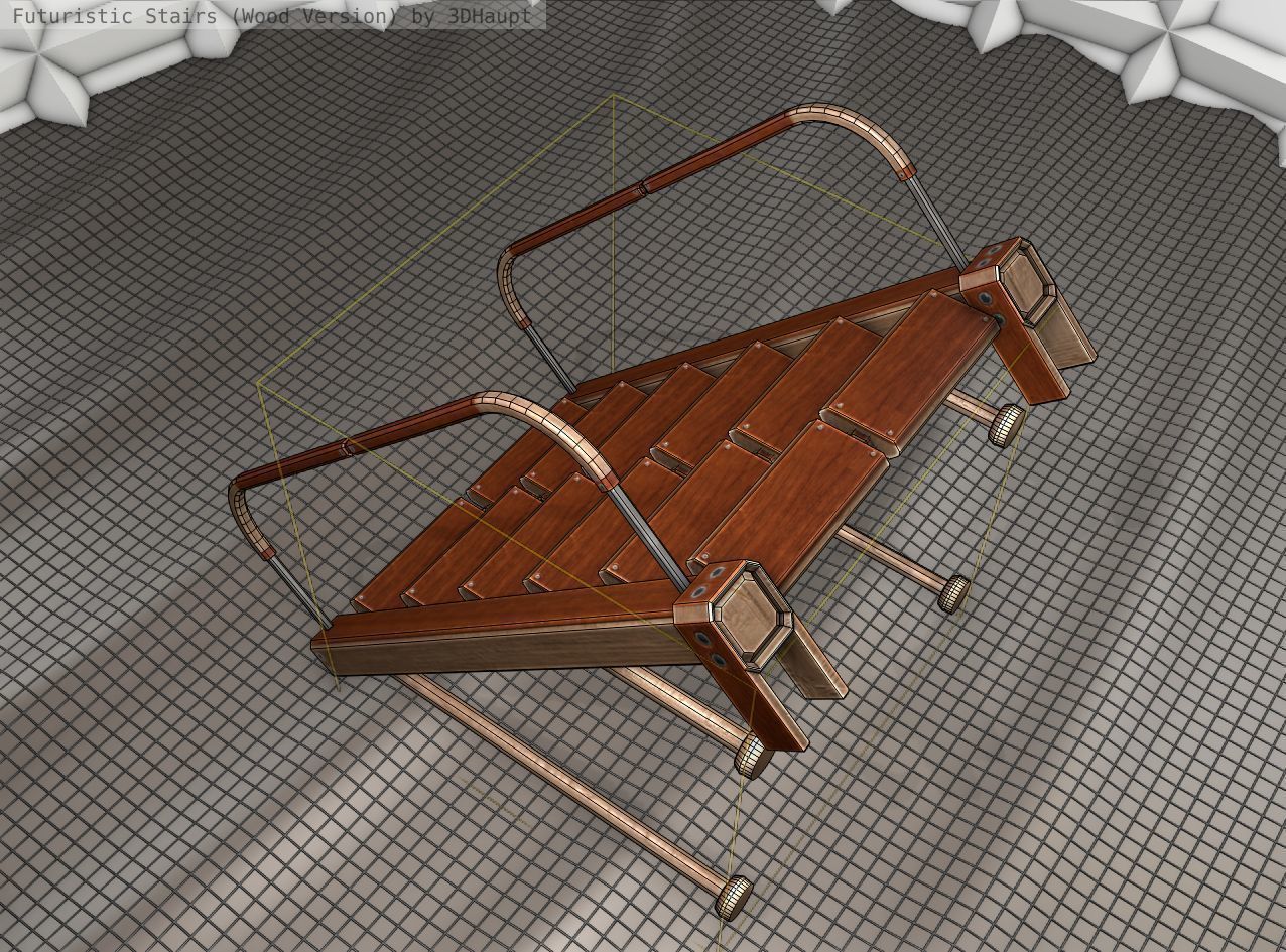Wood Stairs Construction Element 17 Low-poly 3D model_19