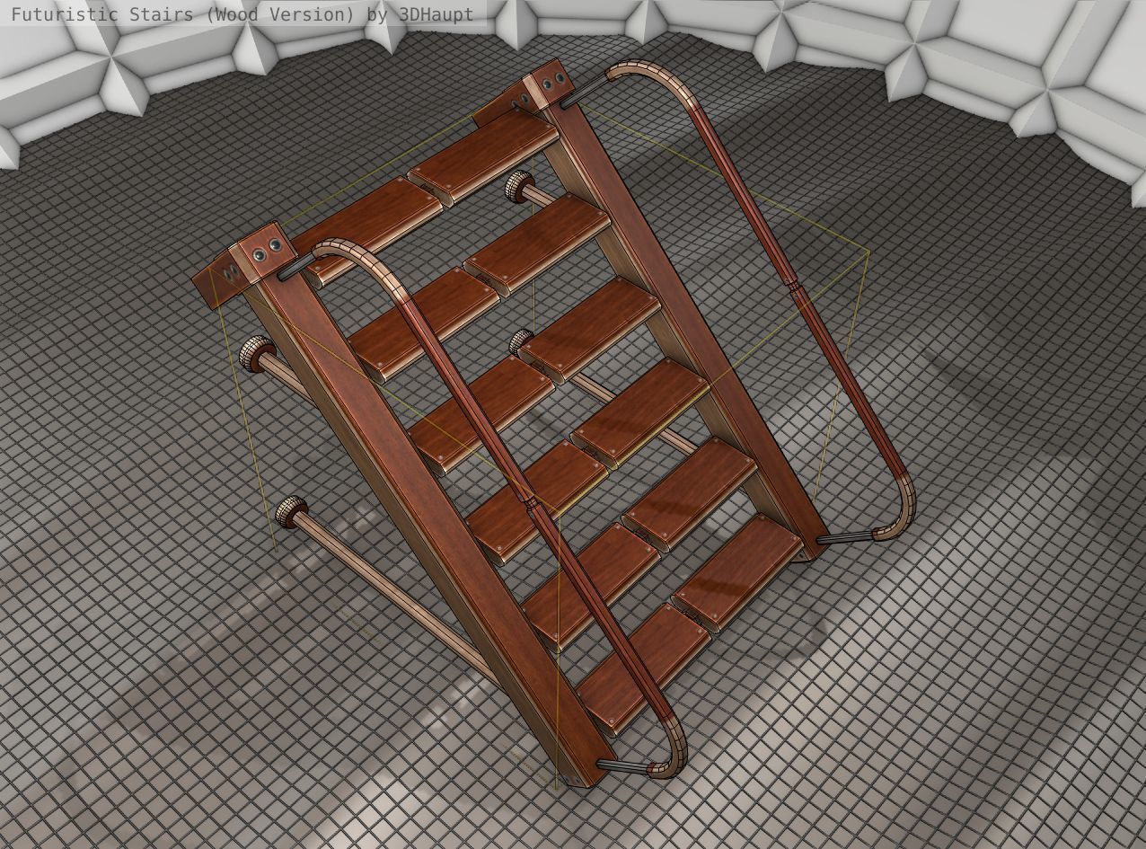 Wood Stairs Construction Element 17 Low-poly 3D model_21
