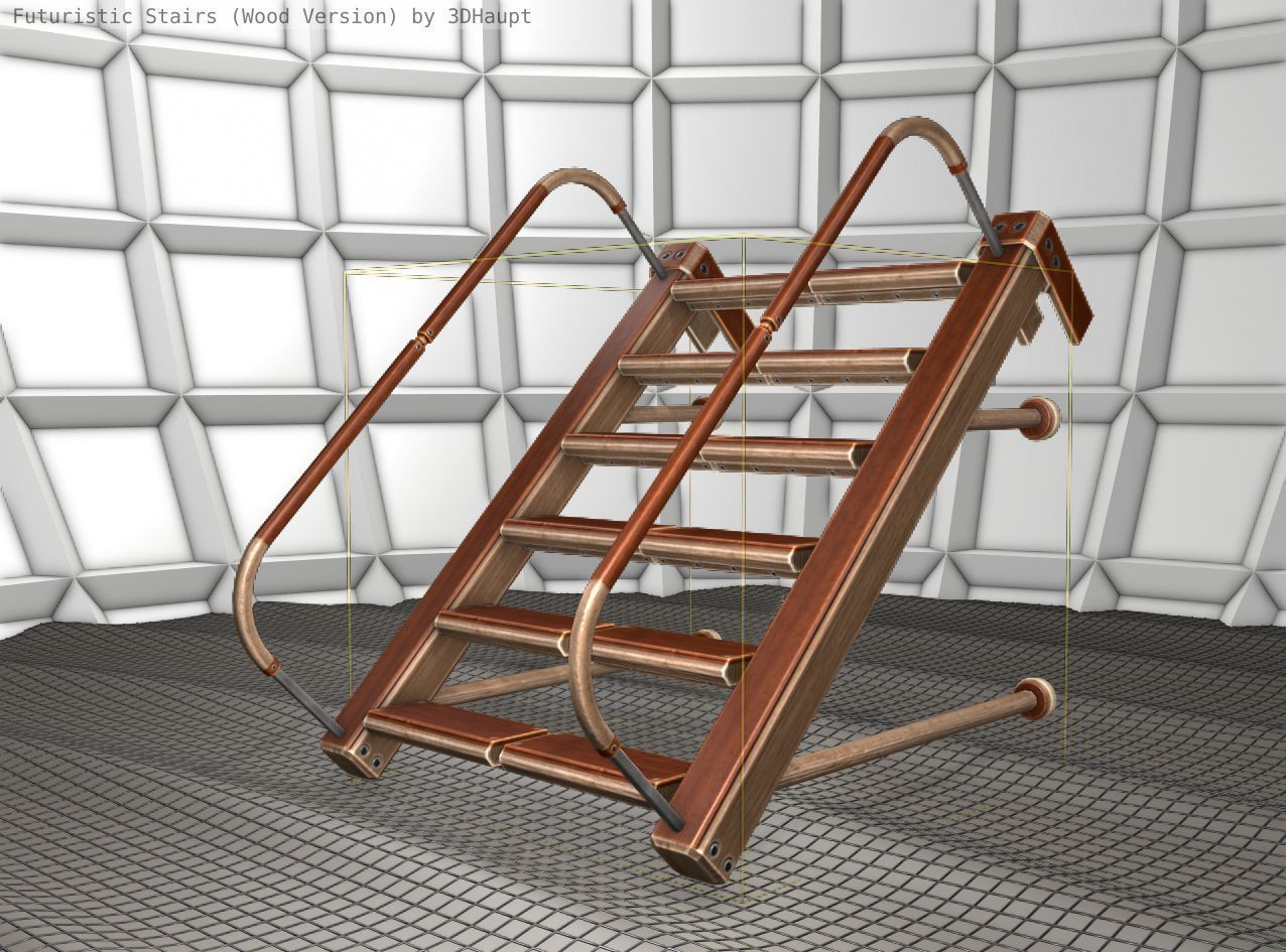 Wood Stairs Construction Element 17 Low-poly 3D model_11