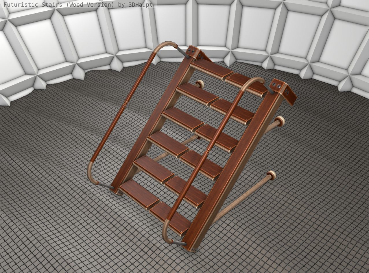 Wood Stairs Construction Element 17 Low-poly 3D model_2