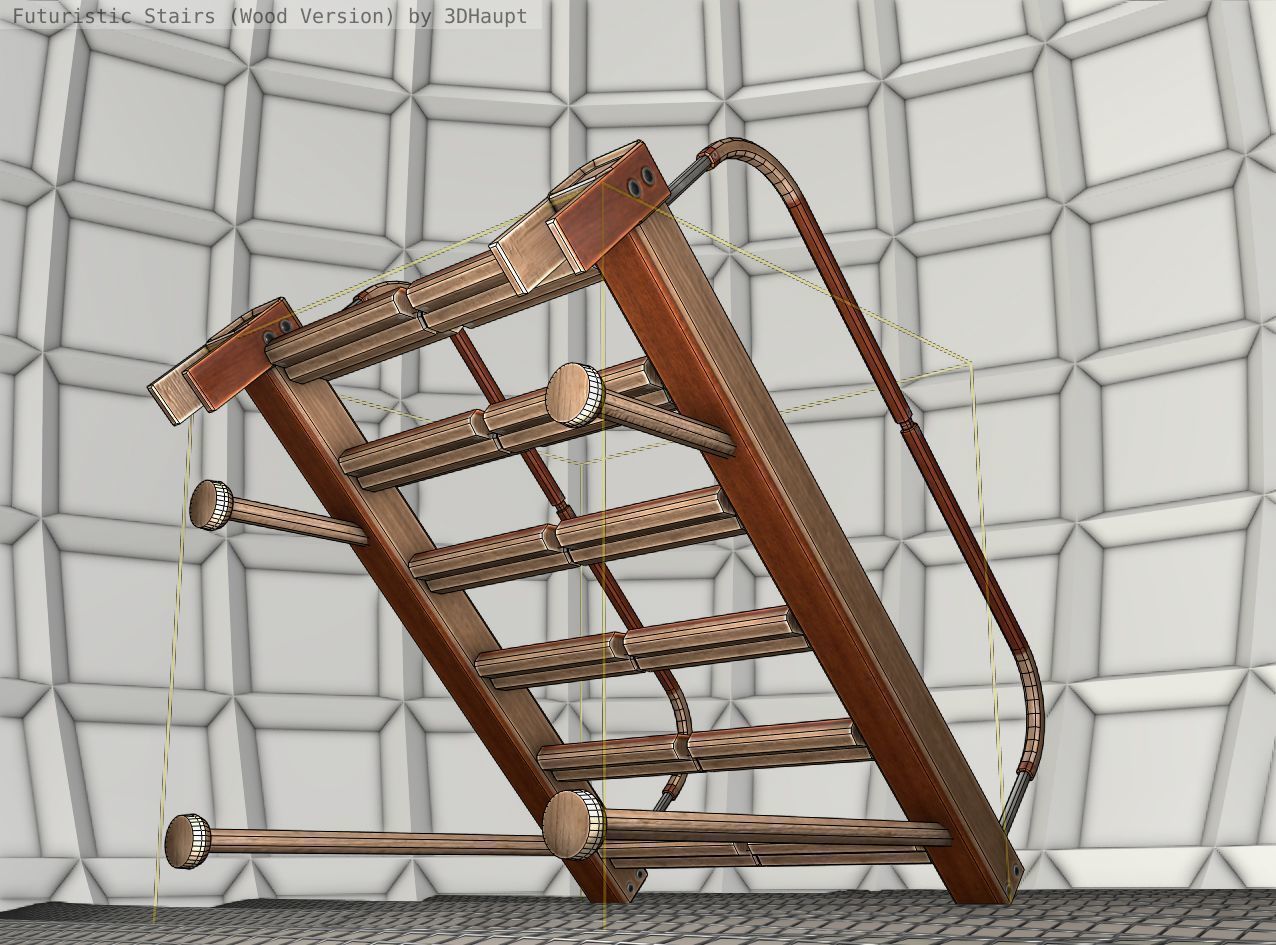Wood Stairs Construction Element 17 Low-poly 3D model_23