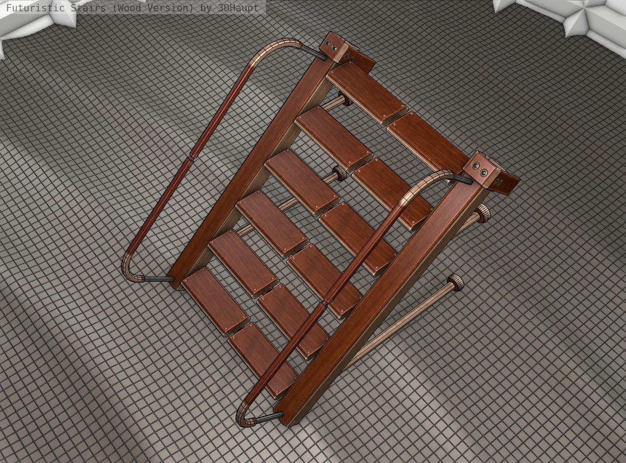 Wood Stairs Construction Element 17 Low-poly 3D model_18