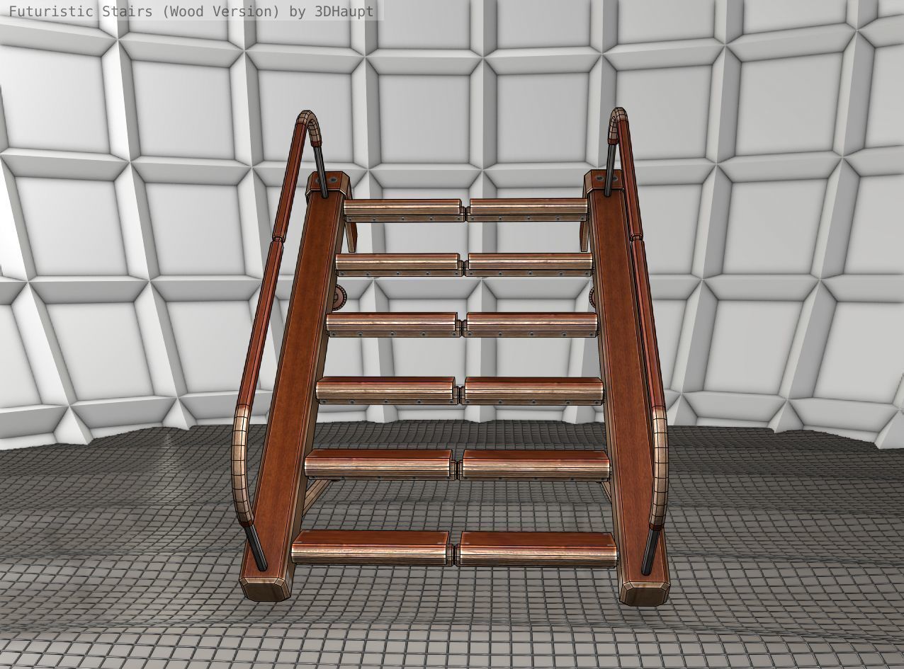 Wood Stairs Construction Element 17 Low-poly 3D model_16