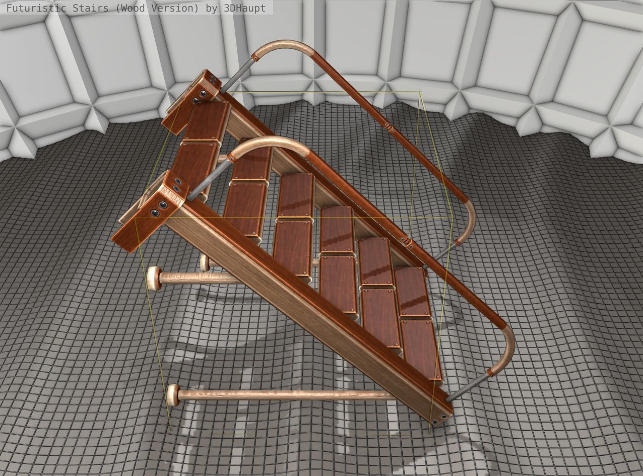 Wood Stairs Construction Element 17 Low-poly 3D model_8