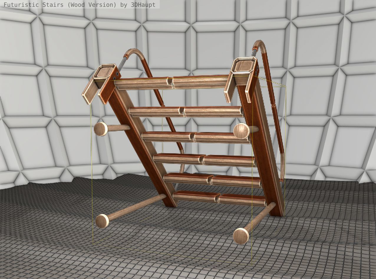 Wood Stairs Construction Element 17 Low-poly 3D model_13