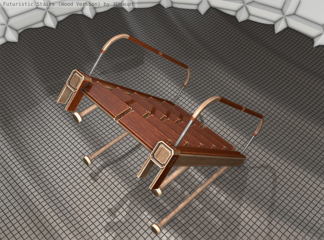 Wood Stairs Construction Element 17 Low-poly 3D model_20