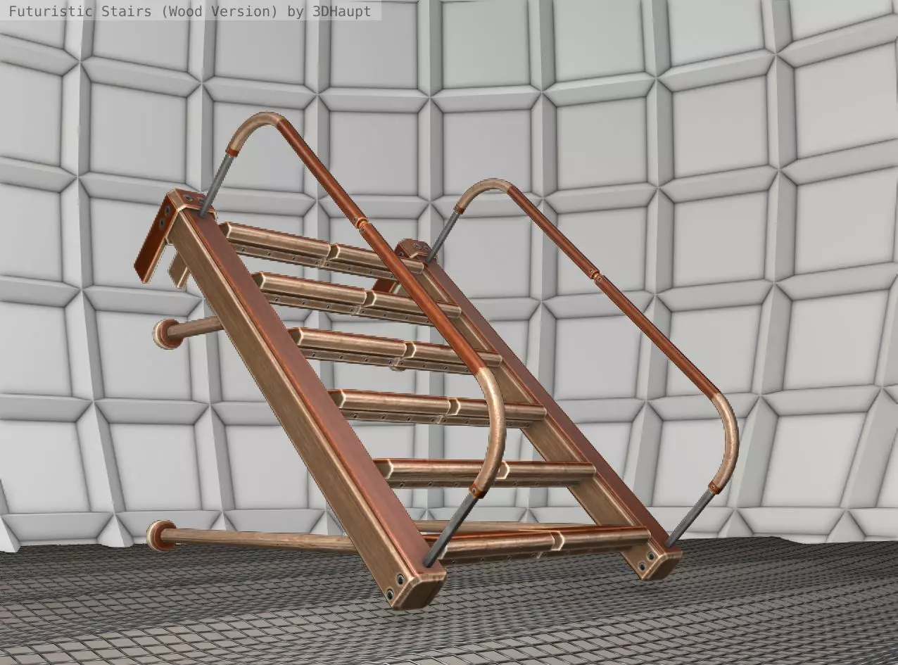 Wood Stairs Construction Element 17 Low-poly 3D model_0