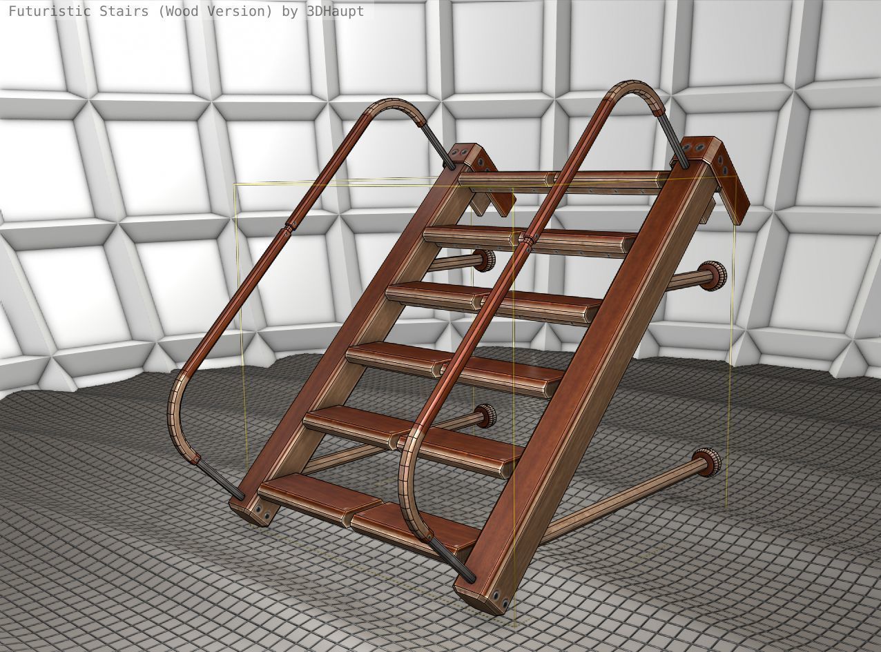 Wood Stairs Construction Element 17 Low-poly 3D model_24