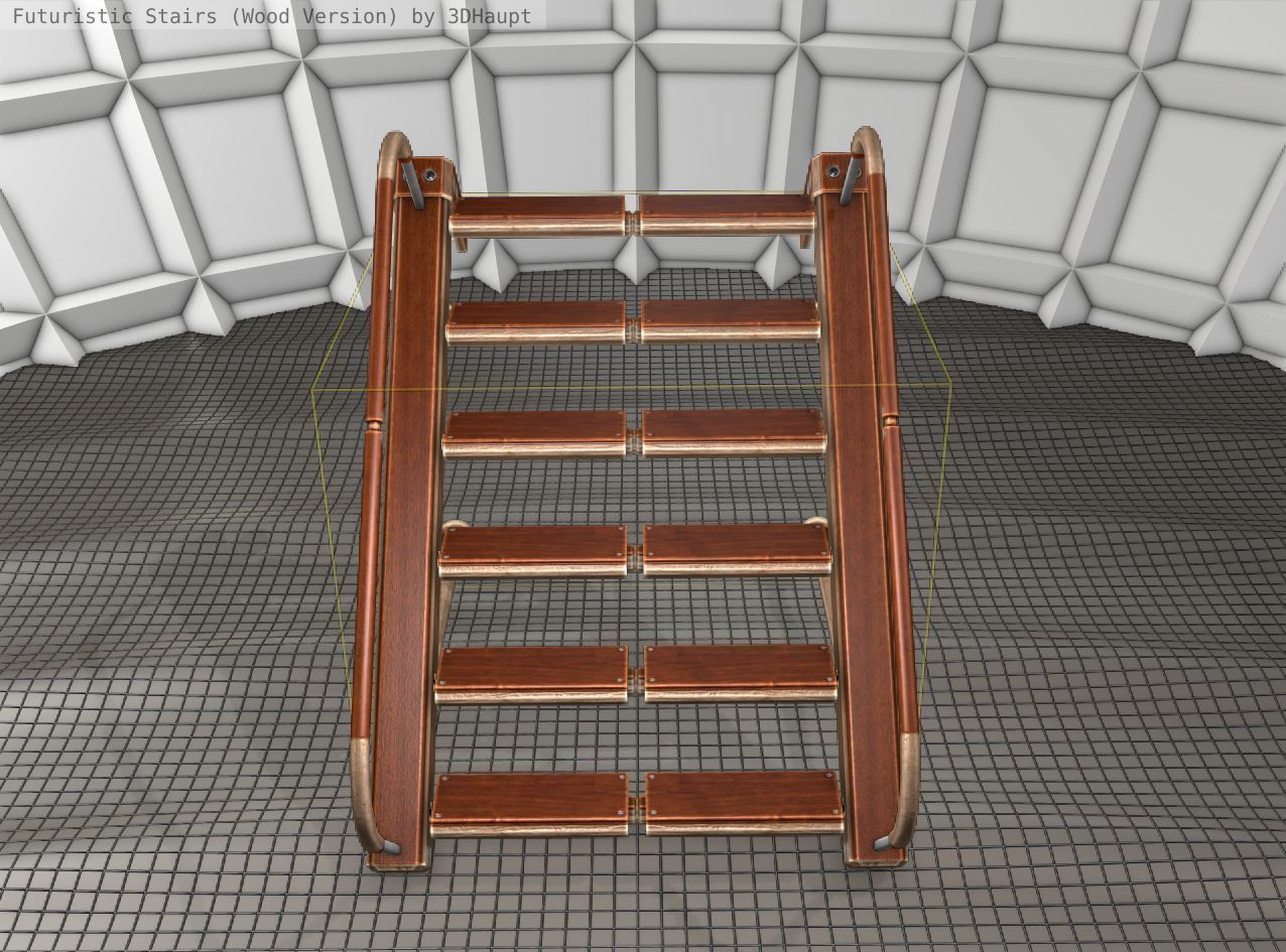 Wood Stairs Construction Element 17 Low-poly 3D model_10