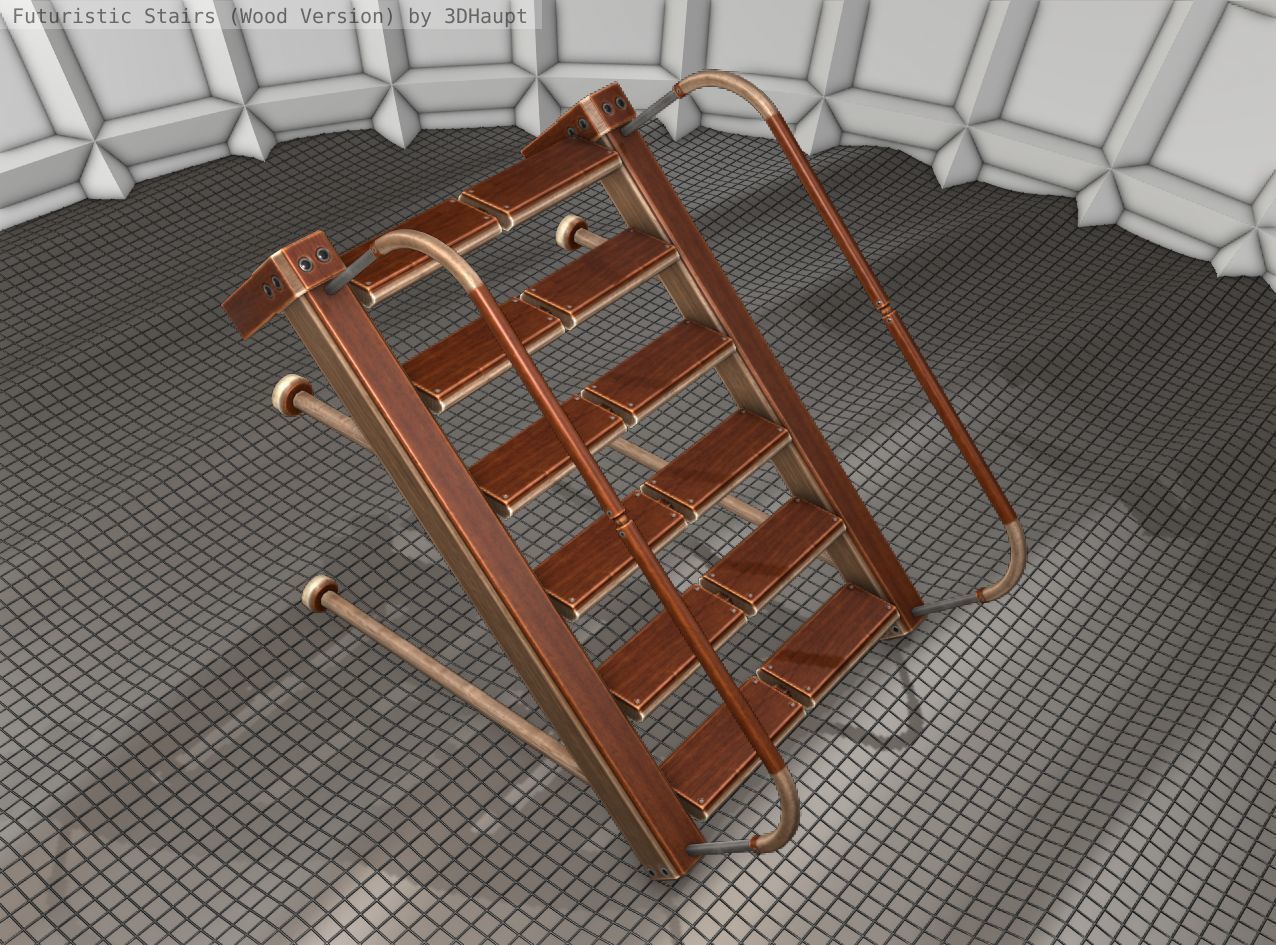 Wood Stairs Construction Element 17 Low-poly 3D model_22