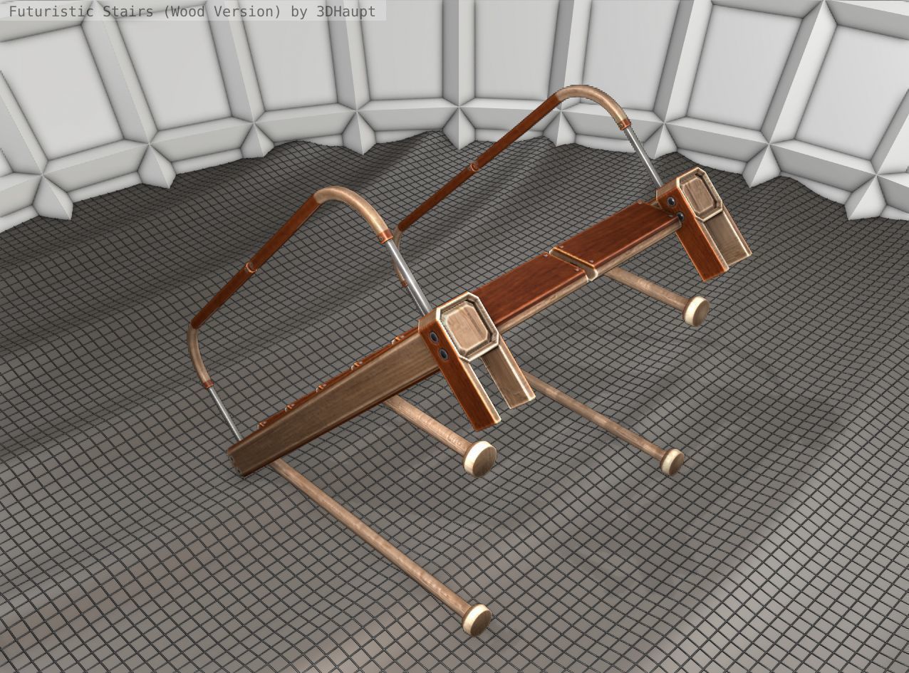 Wood Stairs Construction Element 17 Low-poly 3D model_4