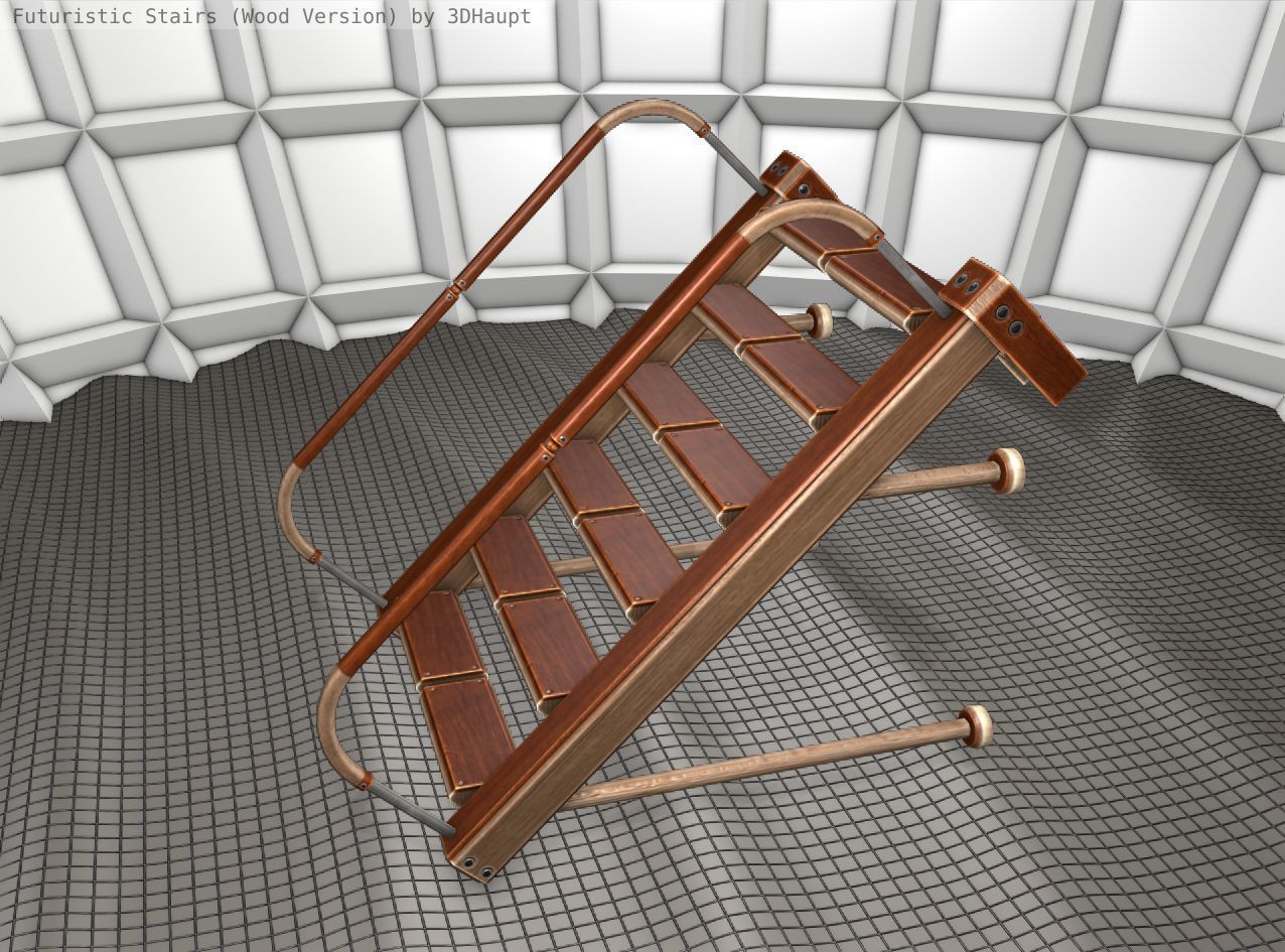Wood Stairs Construction Element 17 Low-poly 3D model_25