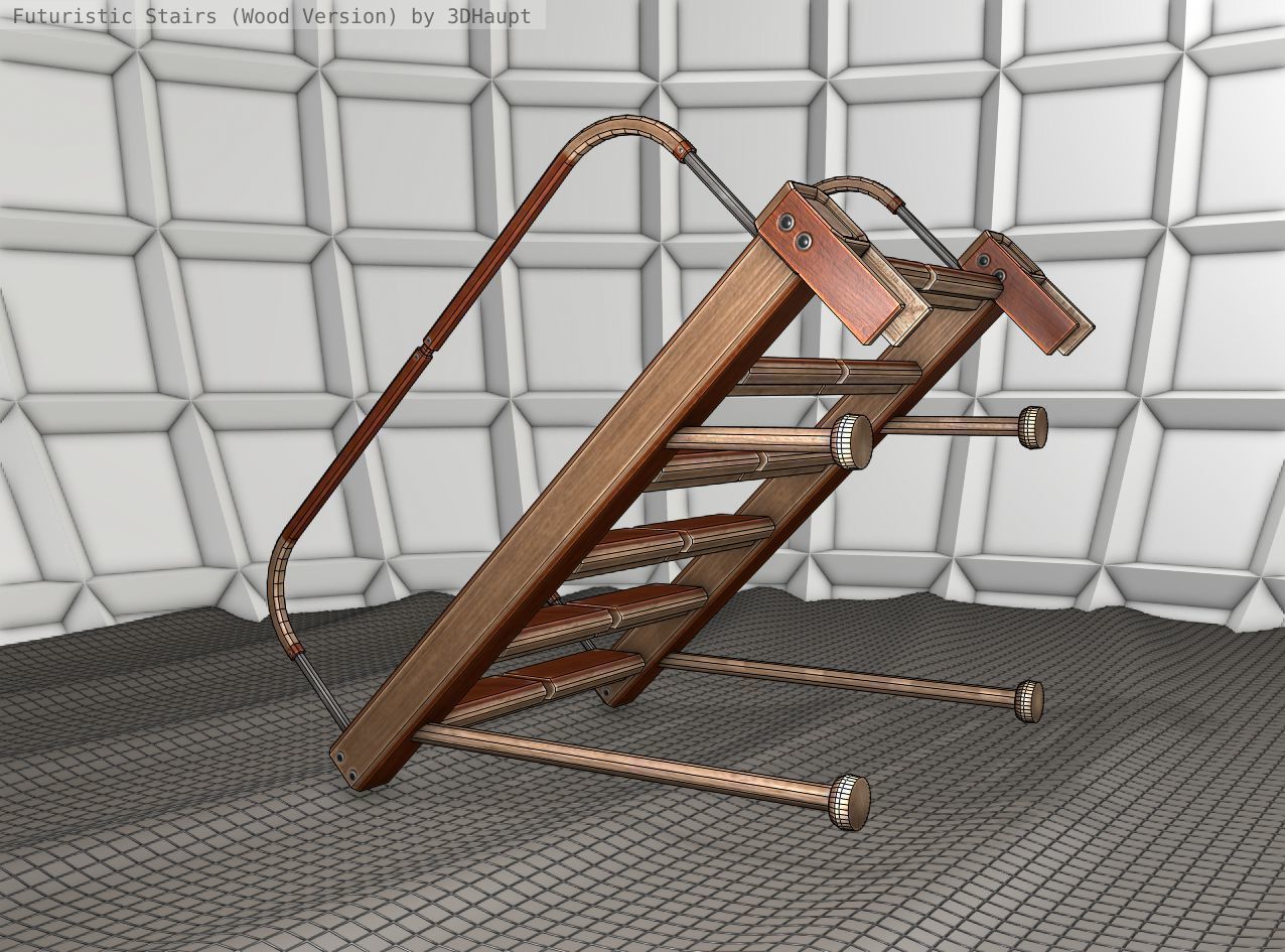 Wood Stairs Construction Element 17 Low-poly 3D model_12