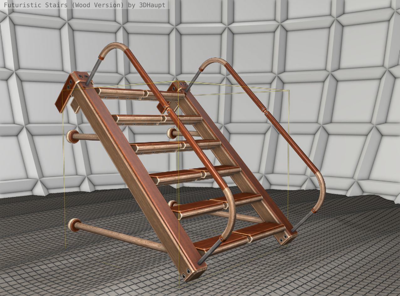 Wood Stairs Construction Element 17 Low-poly 3D model_15