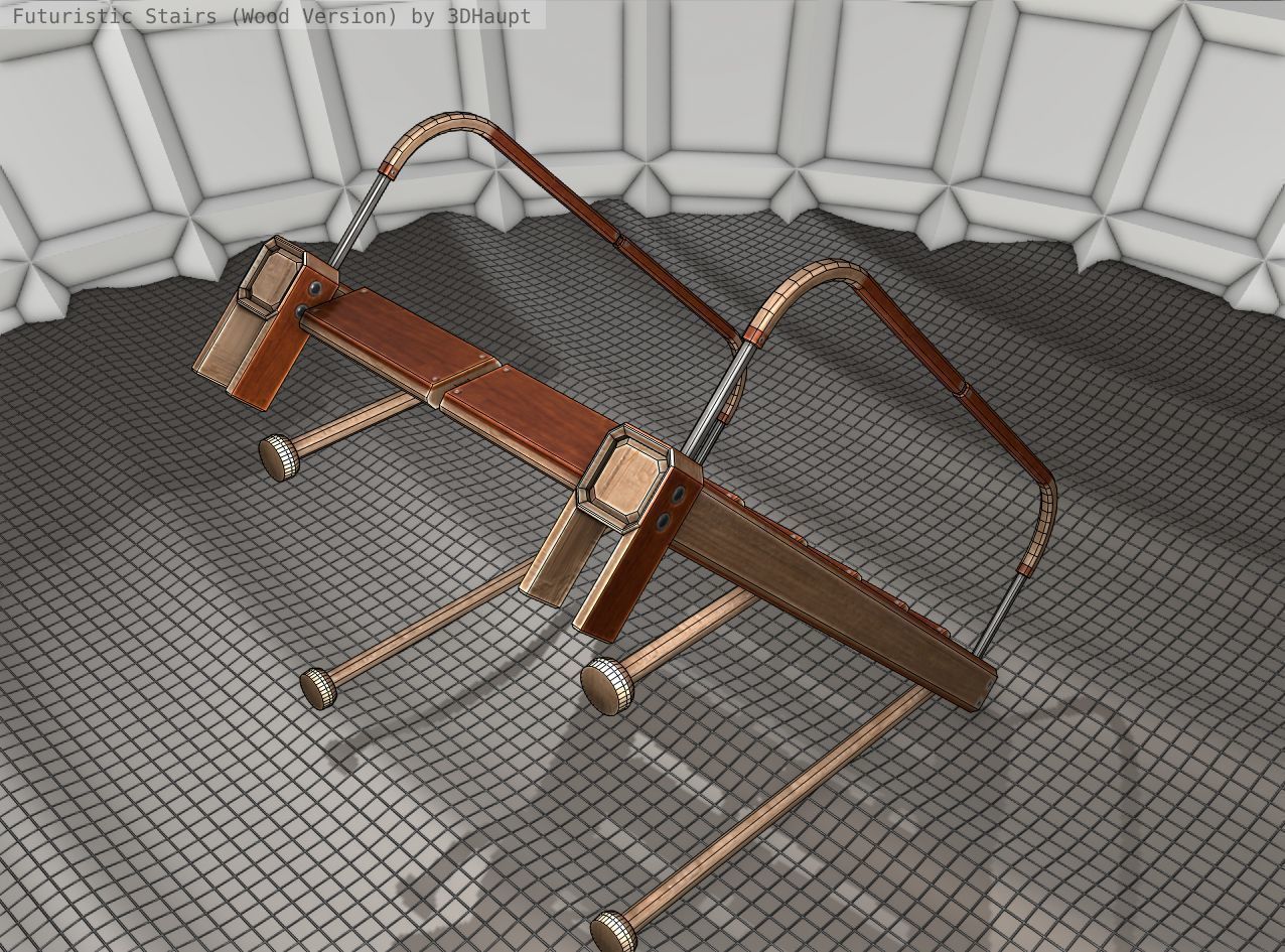 Wood Stairs Construction Element 17 Low-poly 3D model_6