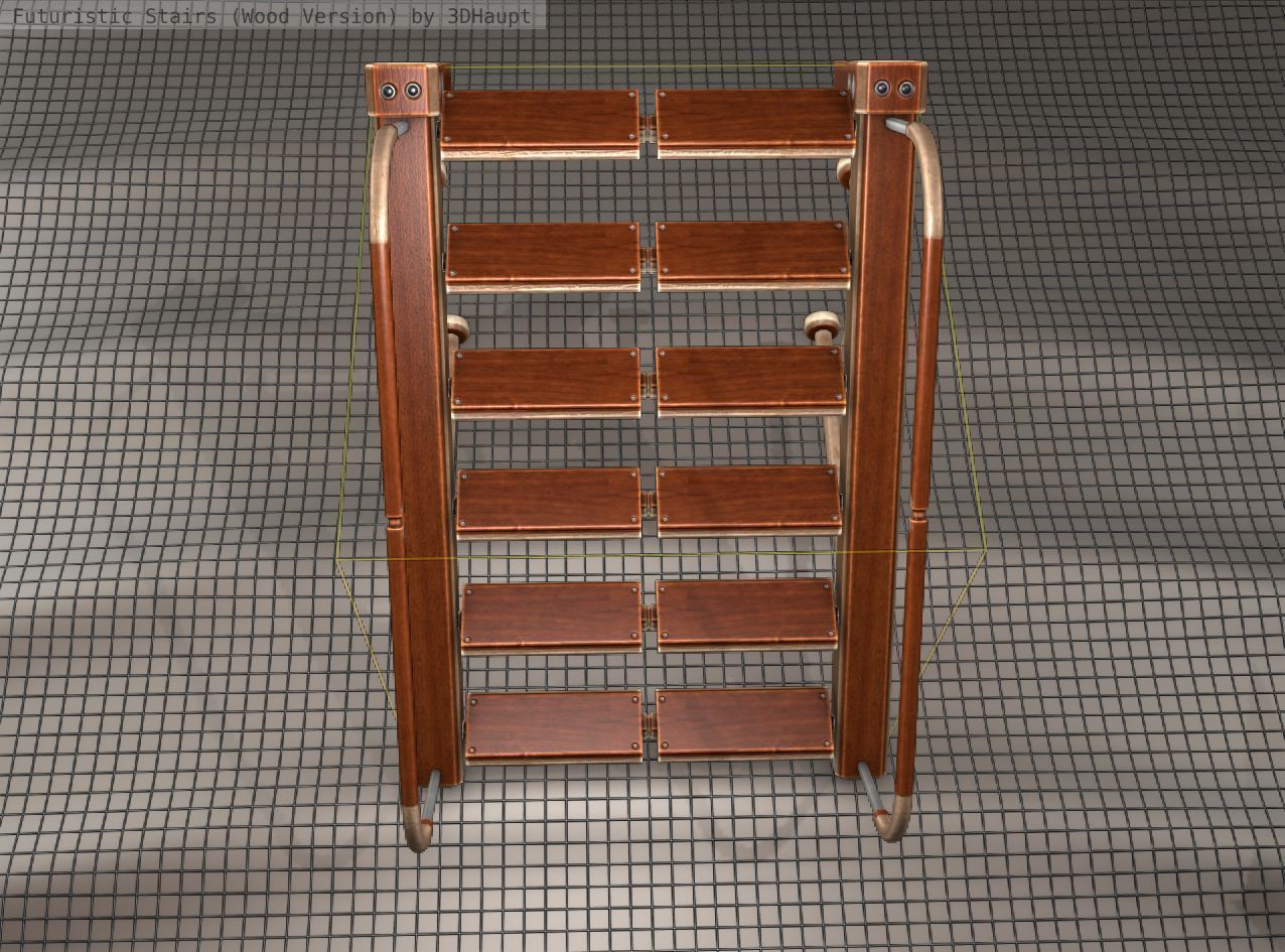 Wood Stairs Construction Element 17 Low-poly 3D model_17