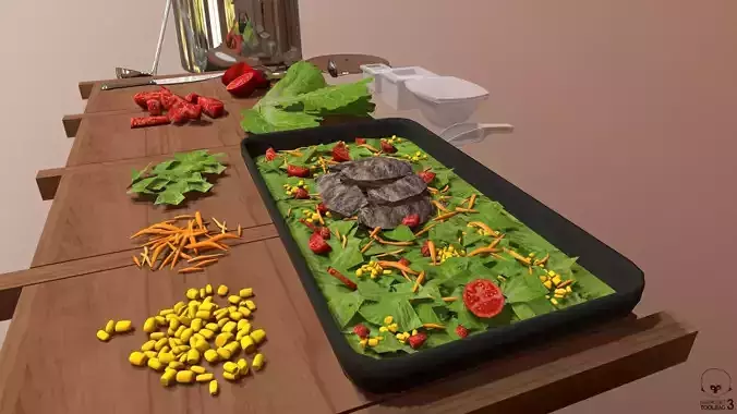 Kitchen tools and Salad