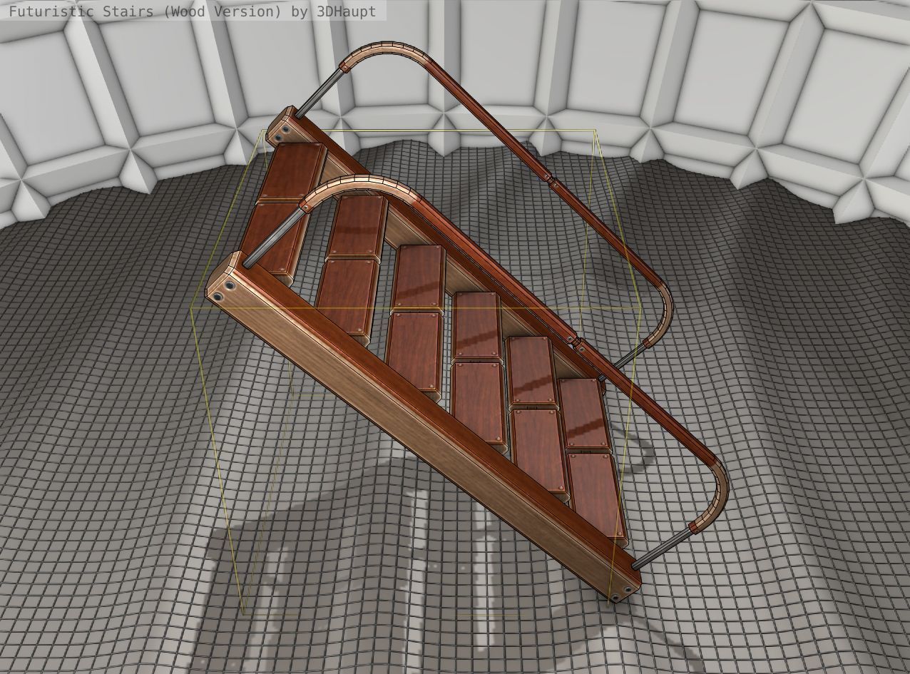 Wood Stairs - Construction Element 19 Low-poly 3D model_5