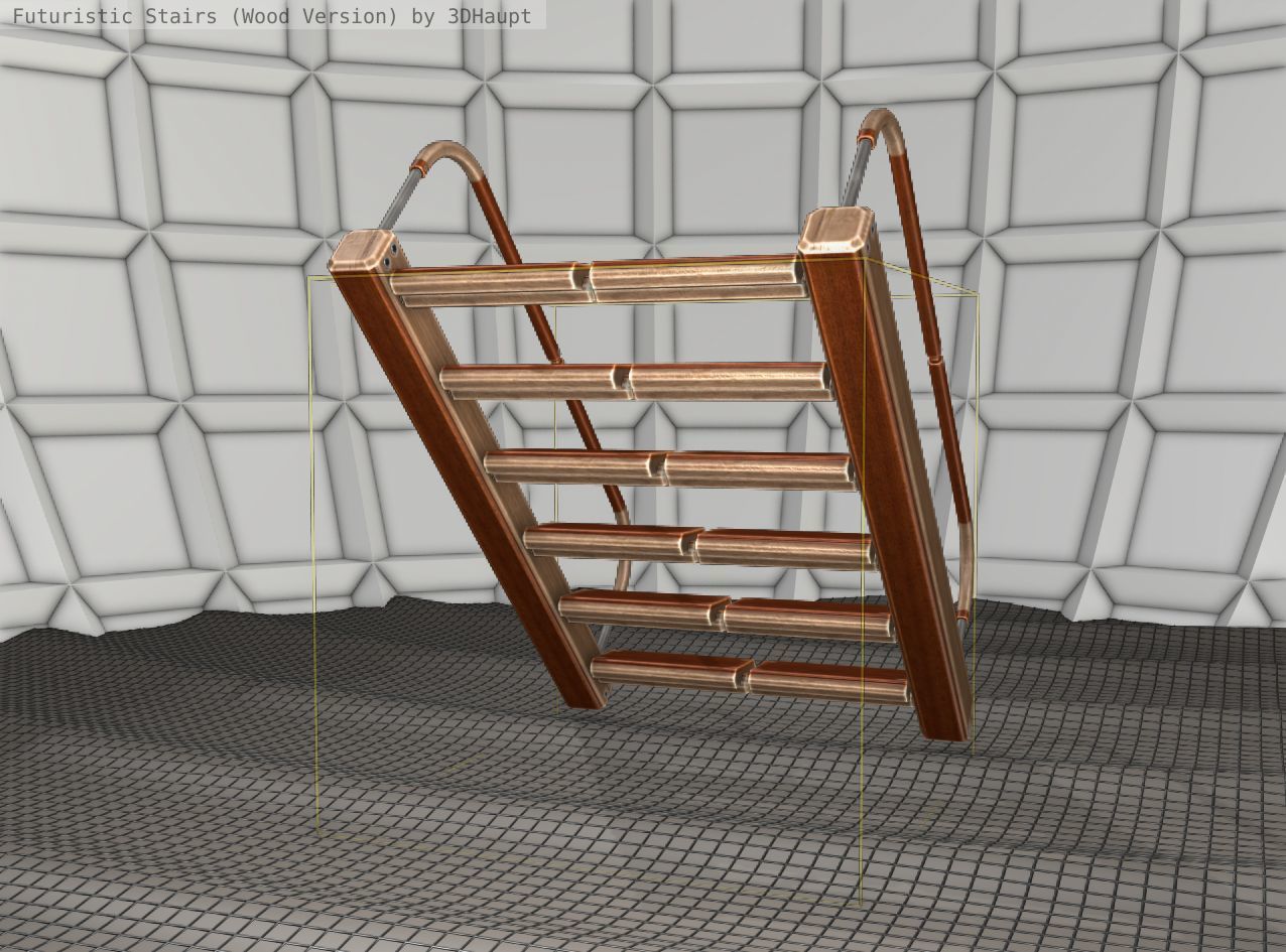 Wood Stairs - Construction Element 19 Low-poly 3D model_11