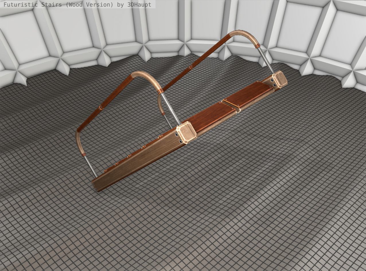 Wood Stairs - Construction Element 19 Low-poly 3D model_2