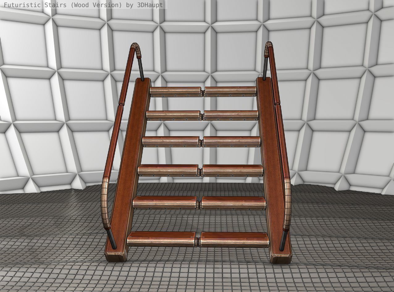 Wood Stairs - Construction Element 19 Low-poly 3D model_14