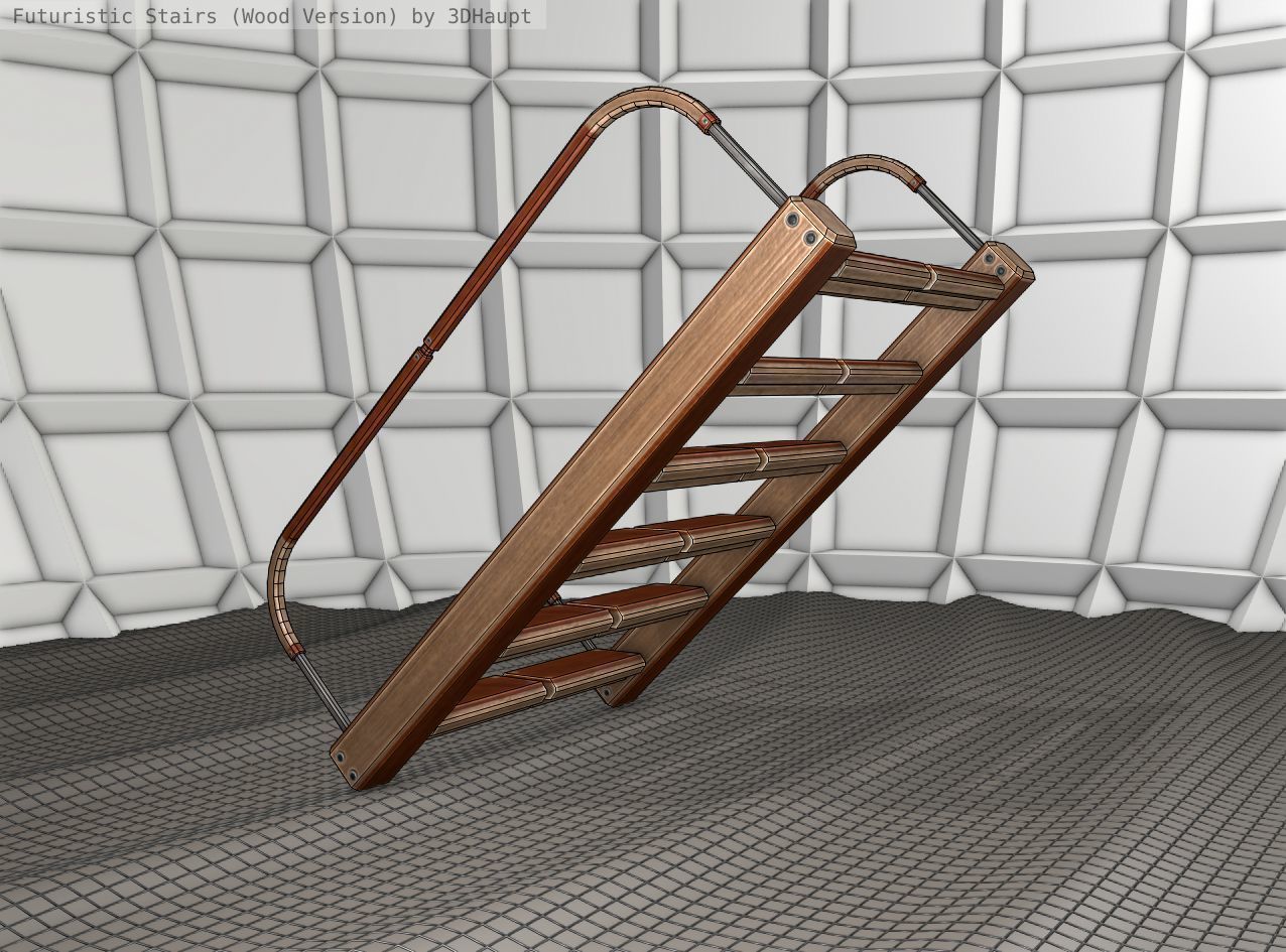 Wood Stairs - Construction Element 19 Low-poly 3D model_10