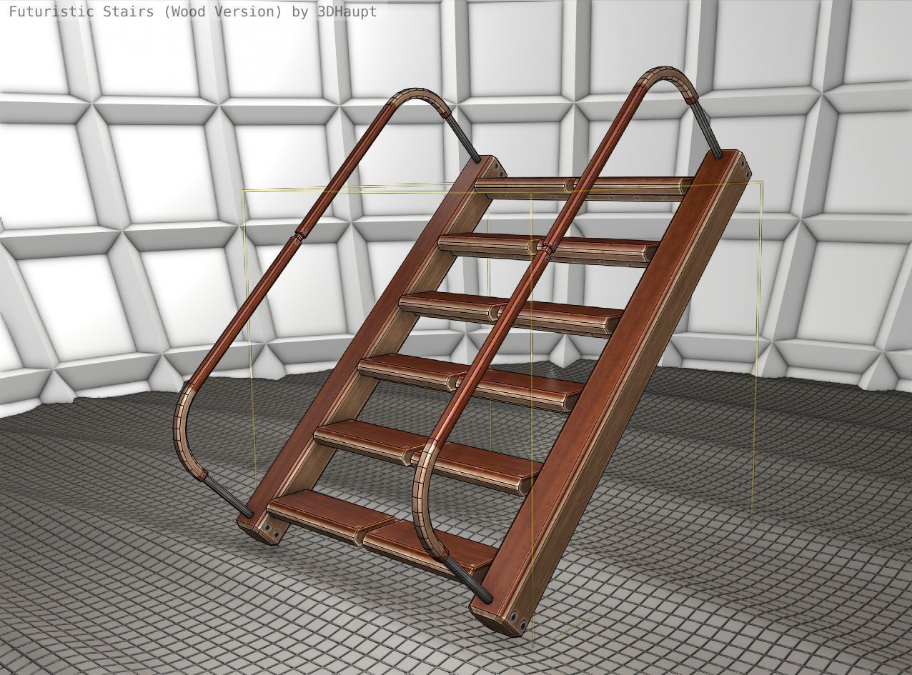 Wood Stairs - Construction Element 19 Low-poly 3D model_23
