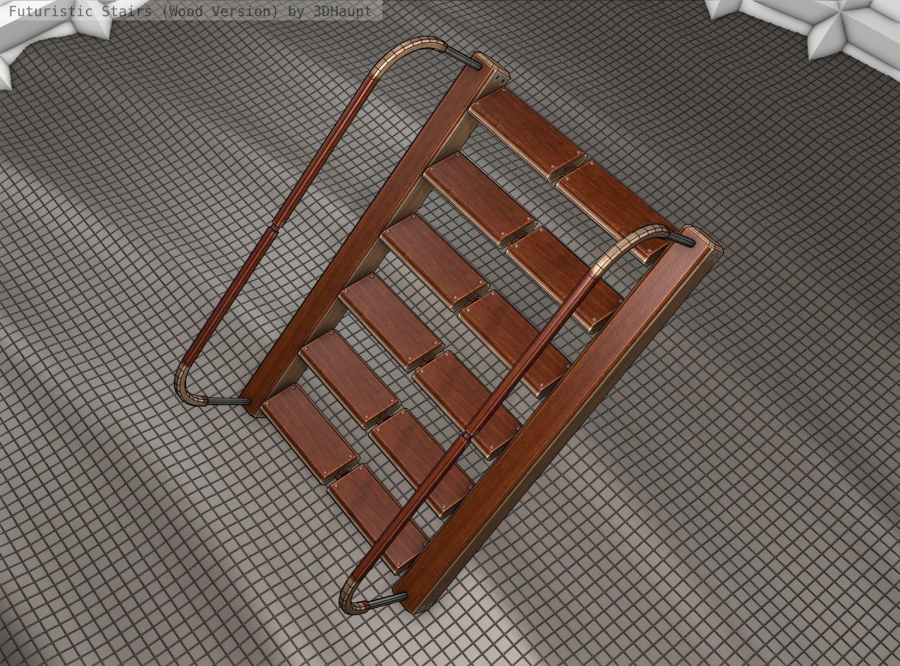Wood Stairs - Construction Element 19 Low-poly 3D model_16