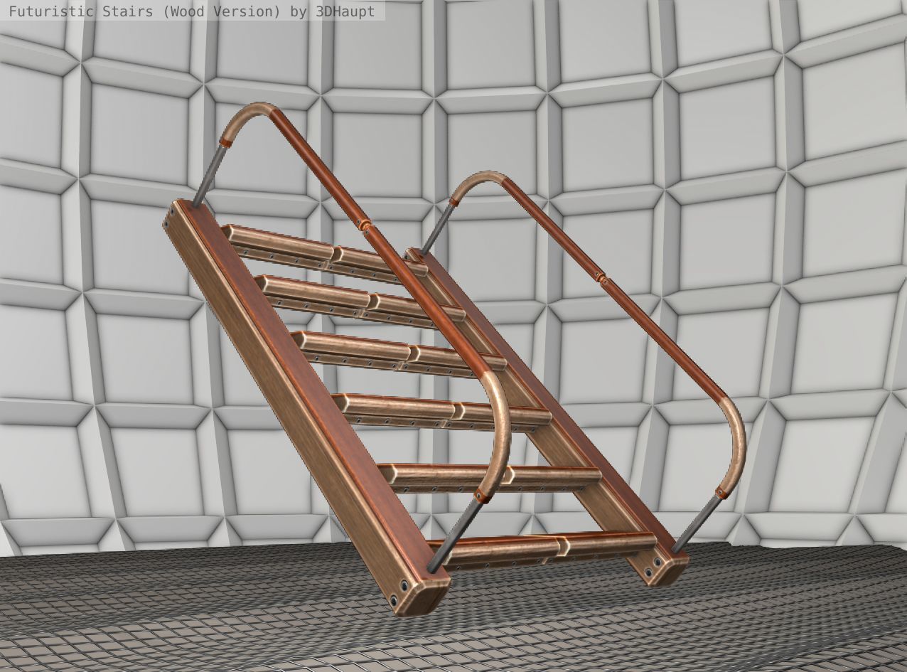 Wood Stairs - Construction Element 19 Low-poly 3D model_22