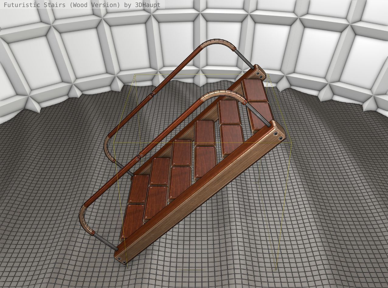 Wood Stairs - Construction Element 19 Low-poly 3D model_1