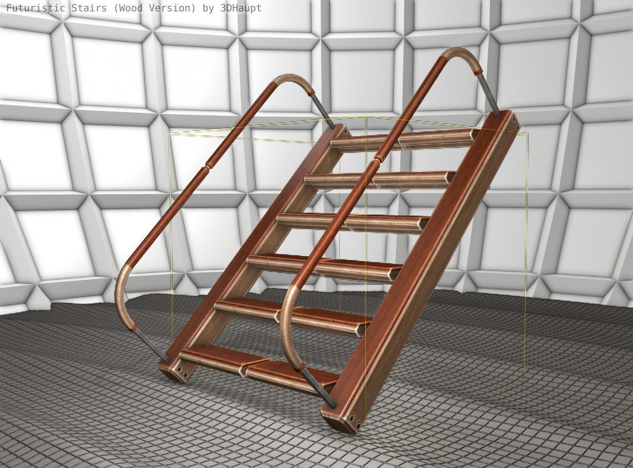 Wood Stairs - Construction Element 19 Low-poly 3D model_9