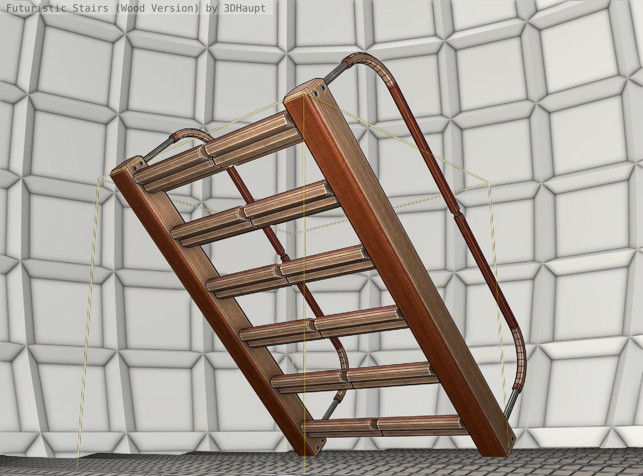 Wood Stairs - Construction Element 19 Low-poly 3D model_21