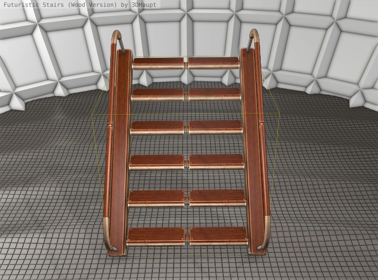 Wood Stairs - Construction Element 19 Low-poly 3D model_7